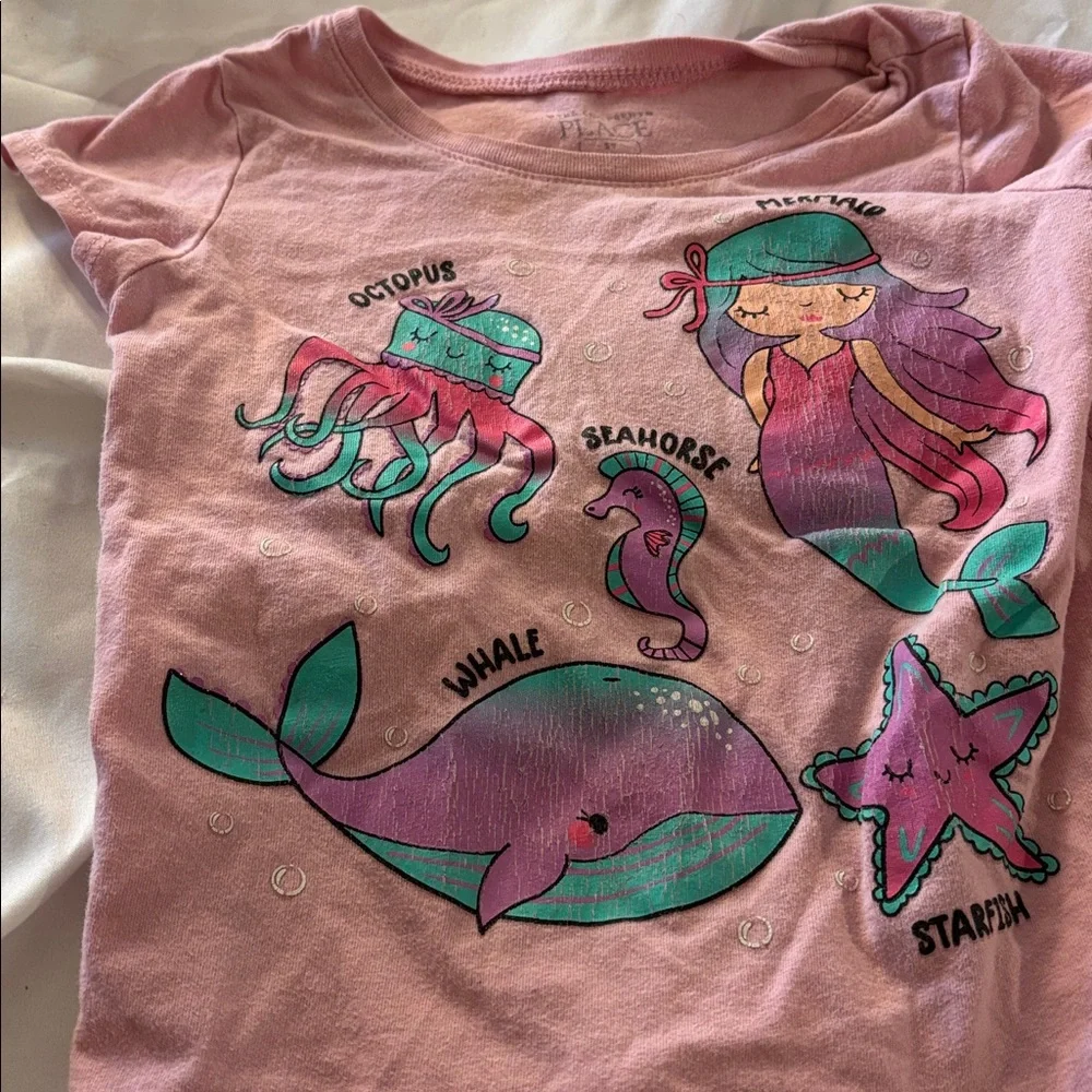 The Children's Place Pink Tee with Sea Creatures 3T